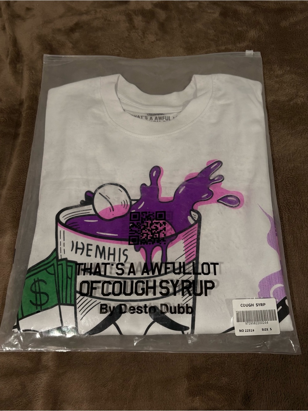 Kids' Cough Syrup Graphic Tee - White, Purple & Green